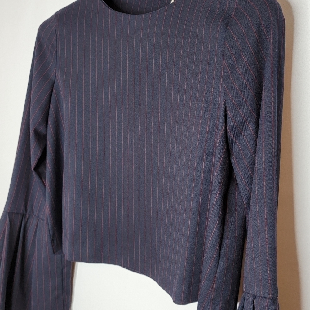 Zara Peplum Crop Top with Bell Sleeves - Picture 3 of 14